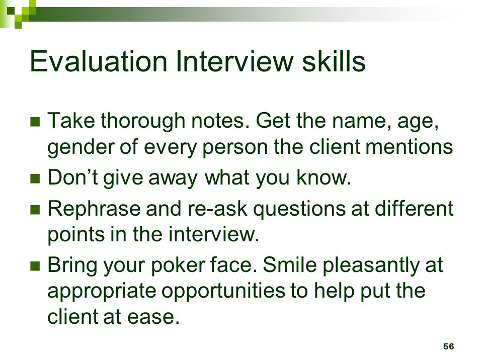 Evaluation Interview skills