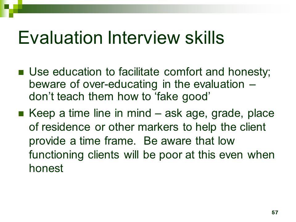 Evaluation Interview skills