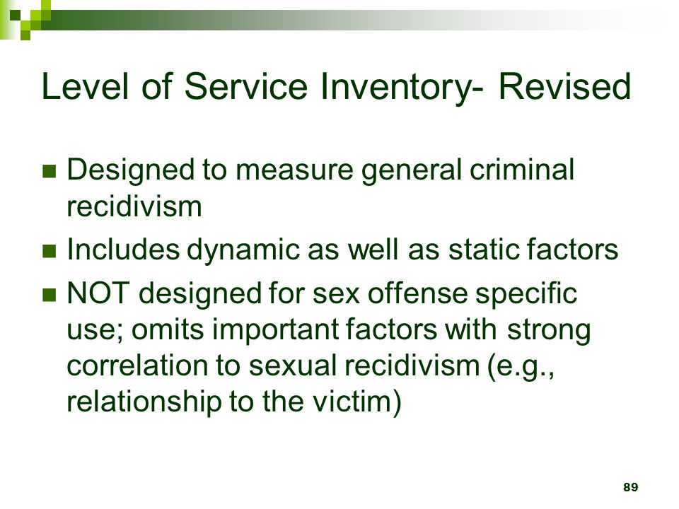 Level of Service Inventory- Revised