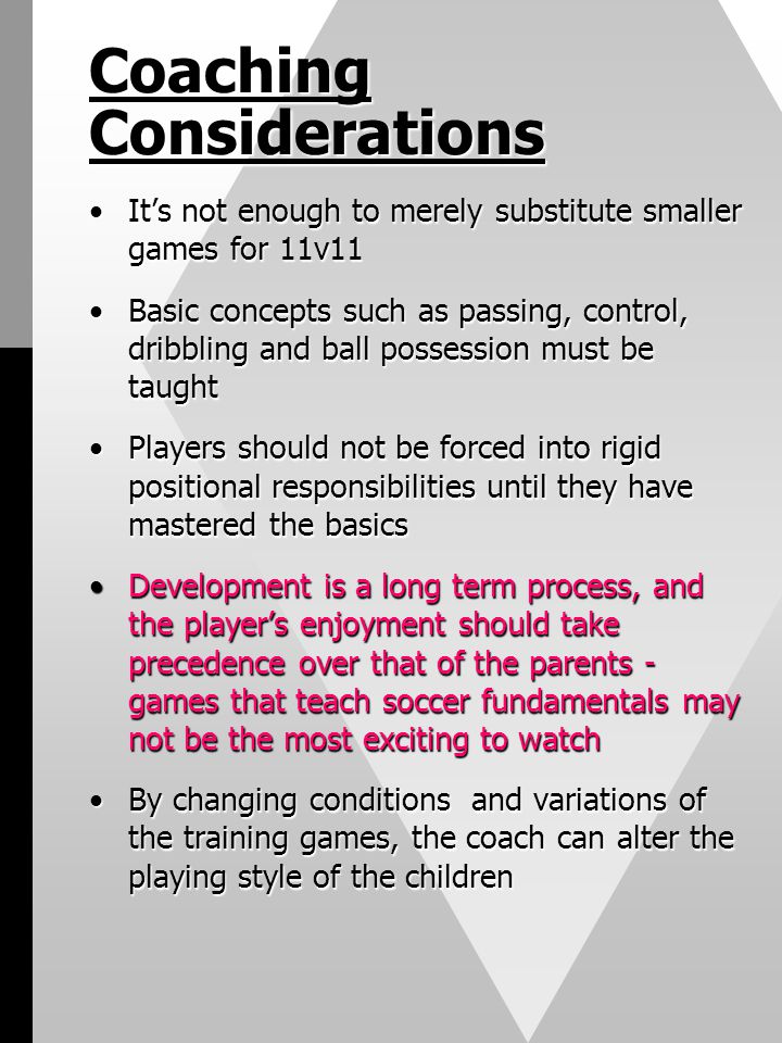 Coaching Considerations