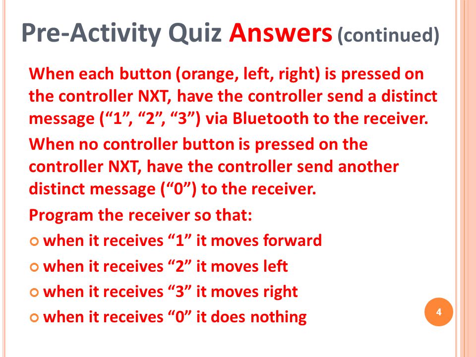 Pre-Activity Quiz Answers (continued)