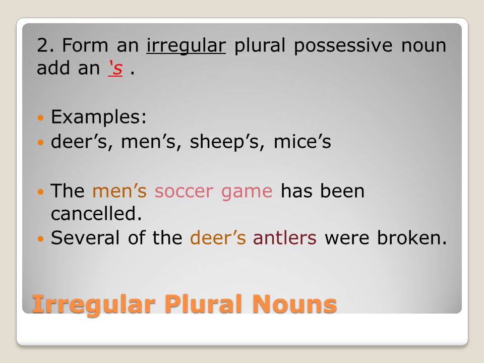 Irregular Plural Nouns