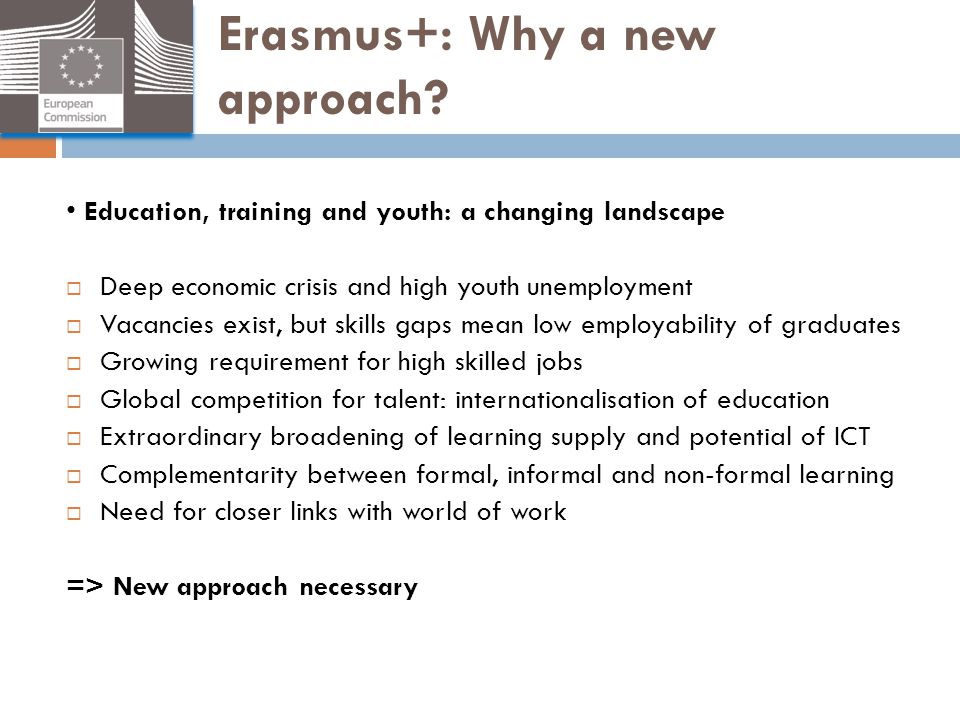 Erasmus+: Why a new approach