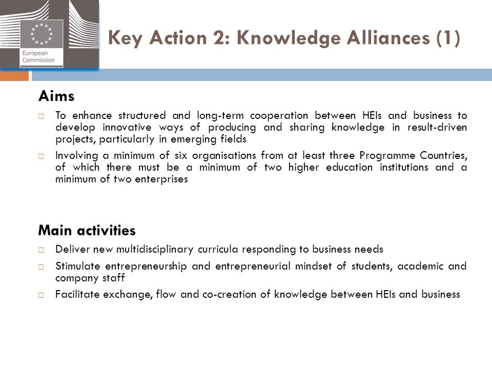 Key Action 2: Knowledge Alliances (1)