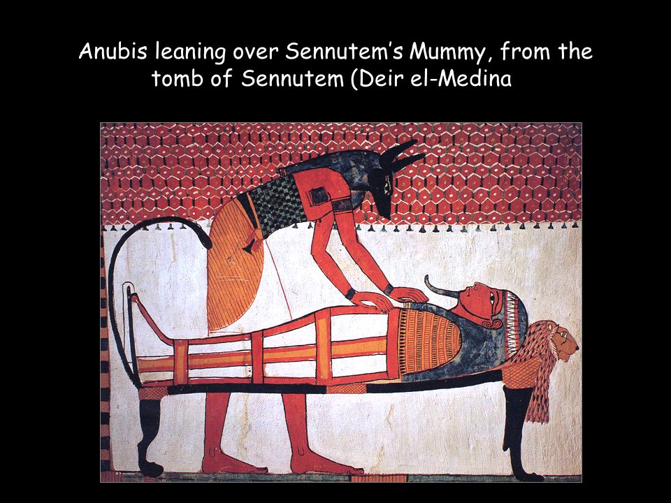Anubis leaning over Sennutem’s Mummy, from the tomb of Sennutem (Deir el-Medina)