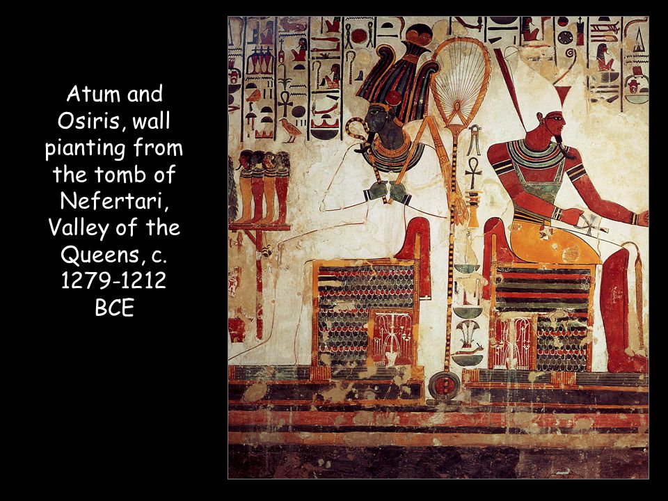 Atum and Osiris, wall pianting from the tomb of Nefertari, Valley of the Queens, c BCE