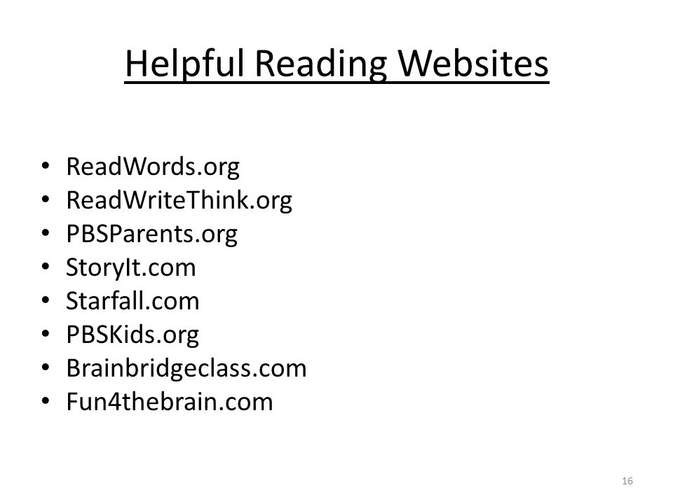 Helpful Reading Websites