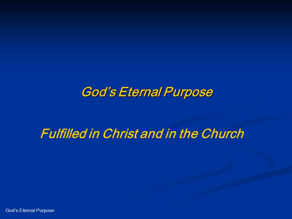 Fulfilled in Christ and in the Church