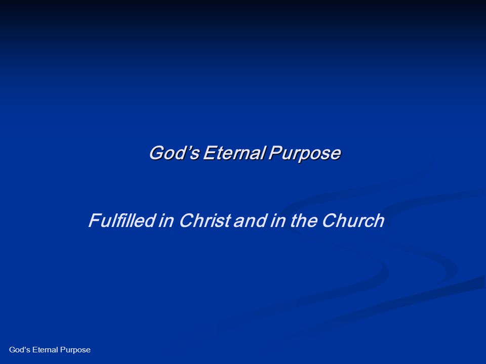 Fulfilled in Christ and in the Church