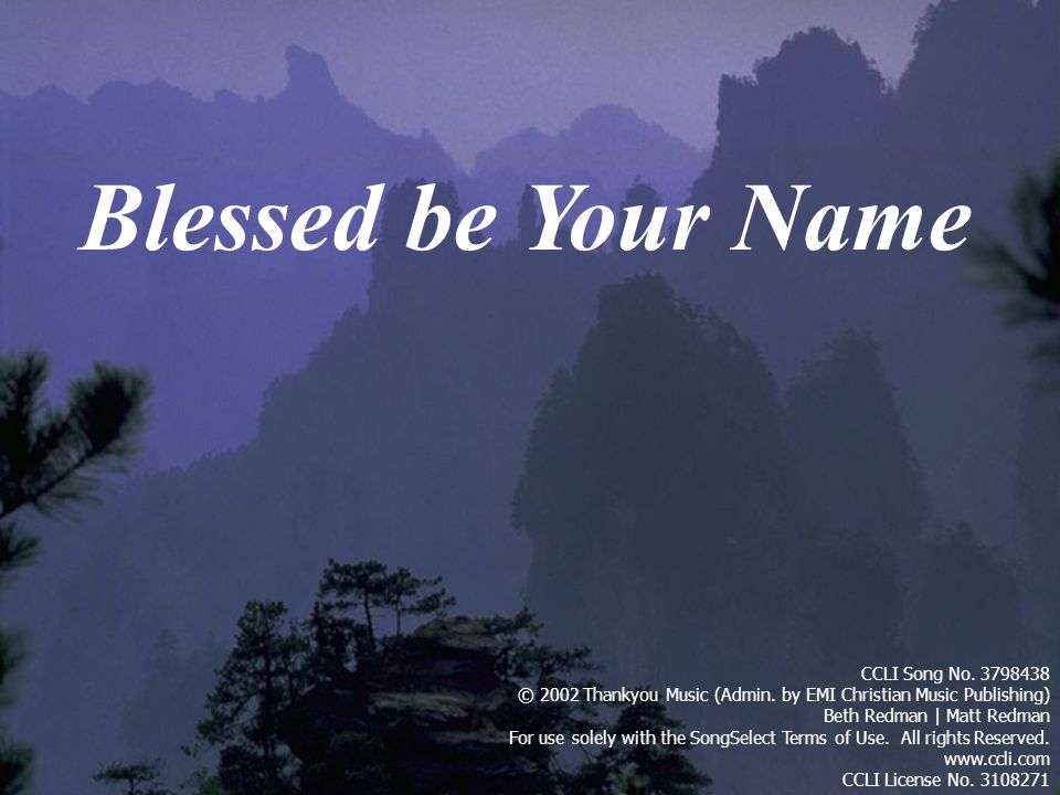 Blessed be Your Name CCLI Song No