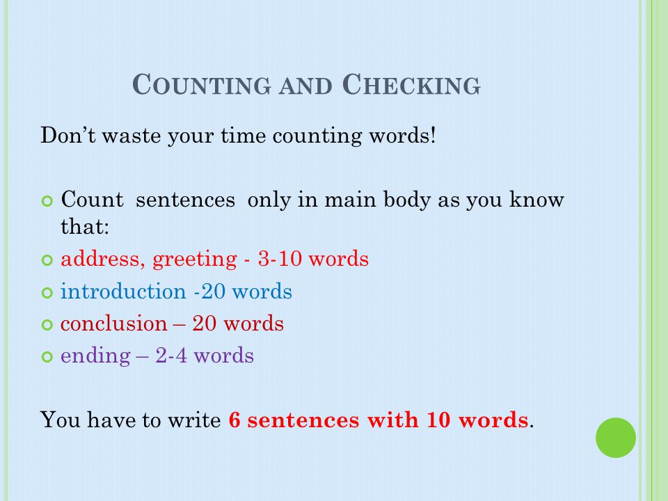 Counting and Checking Don’t waste your time counting words!