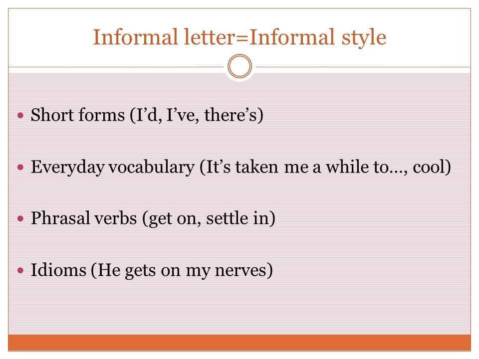 Informal letter=Informal style