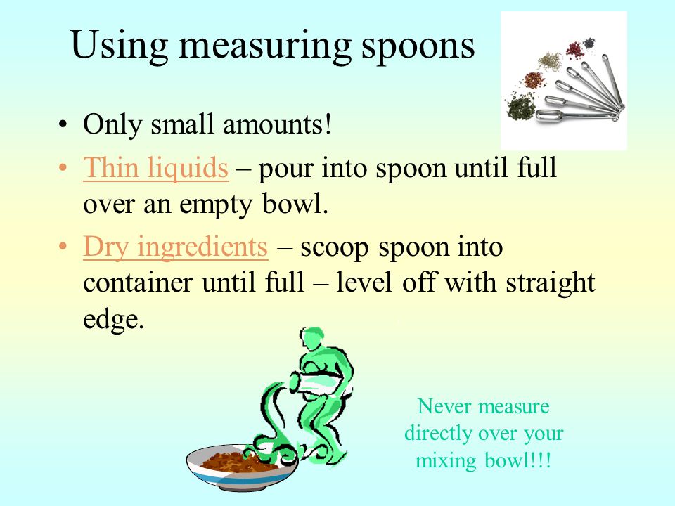 Using measuring spoons