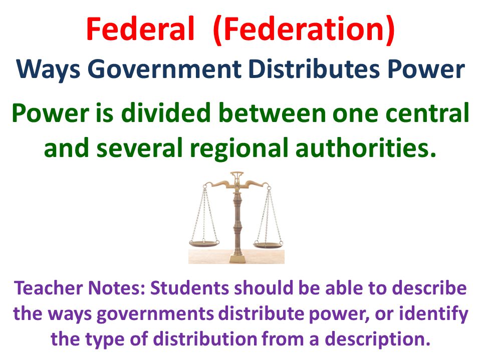 Federal (Federation) Ways Government Distributes Power