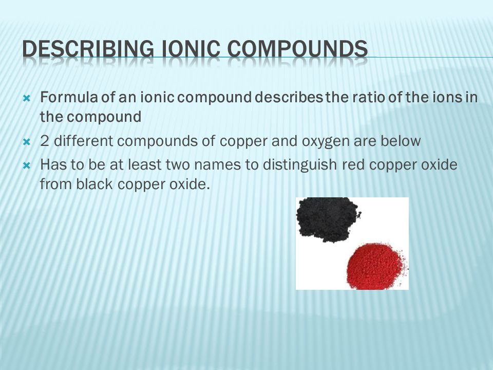 Describing ionic compounds