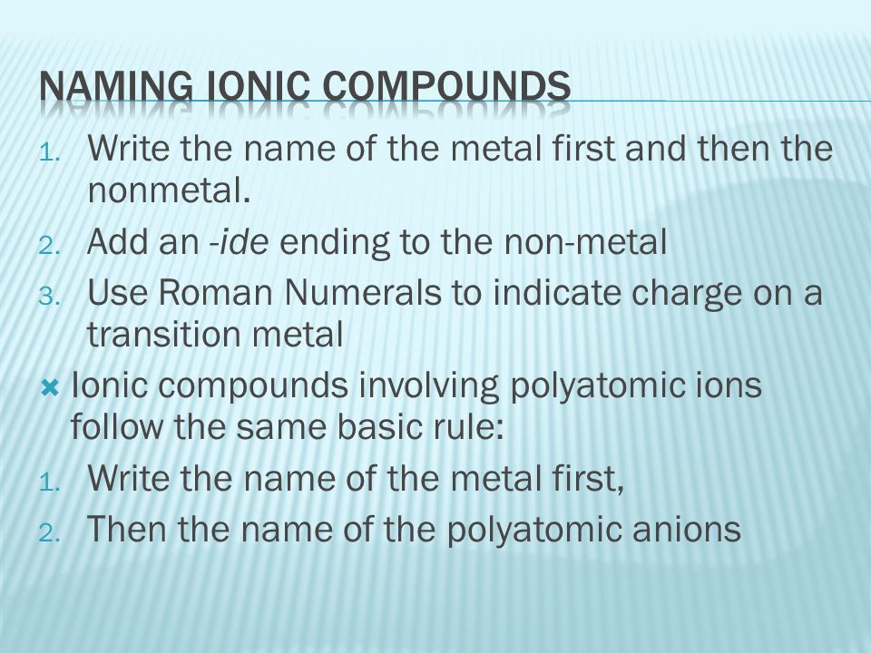 Naming ionic compounds