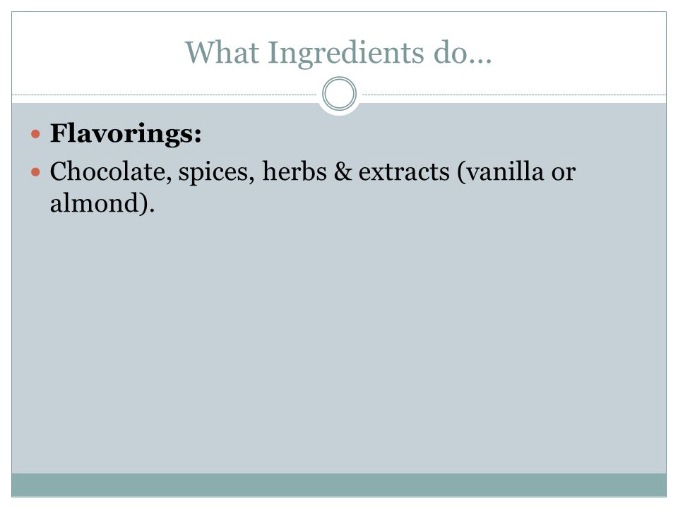 What Ingredients do… Flavorings: