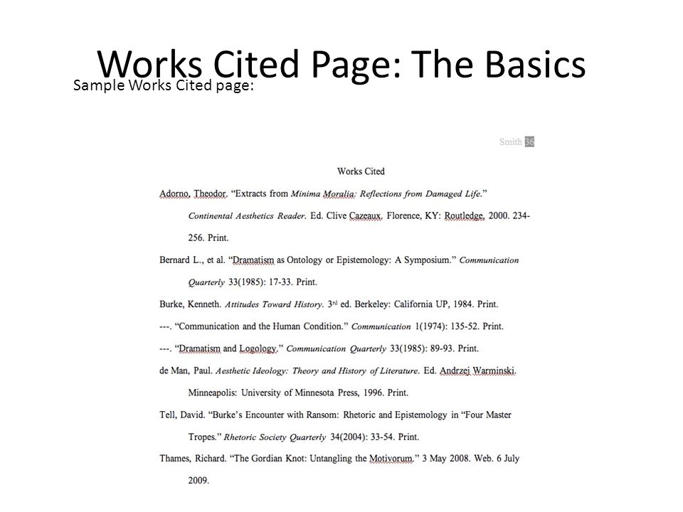 Works Cited Page: The Basics