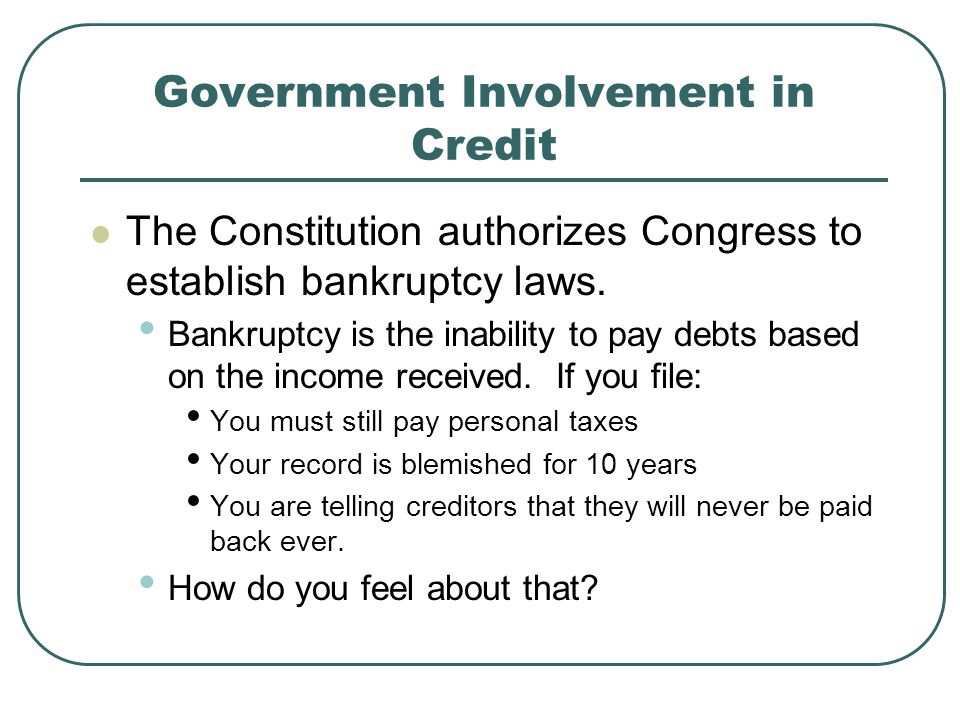 Government Involvement in Credit