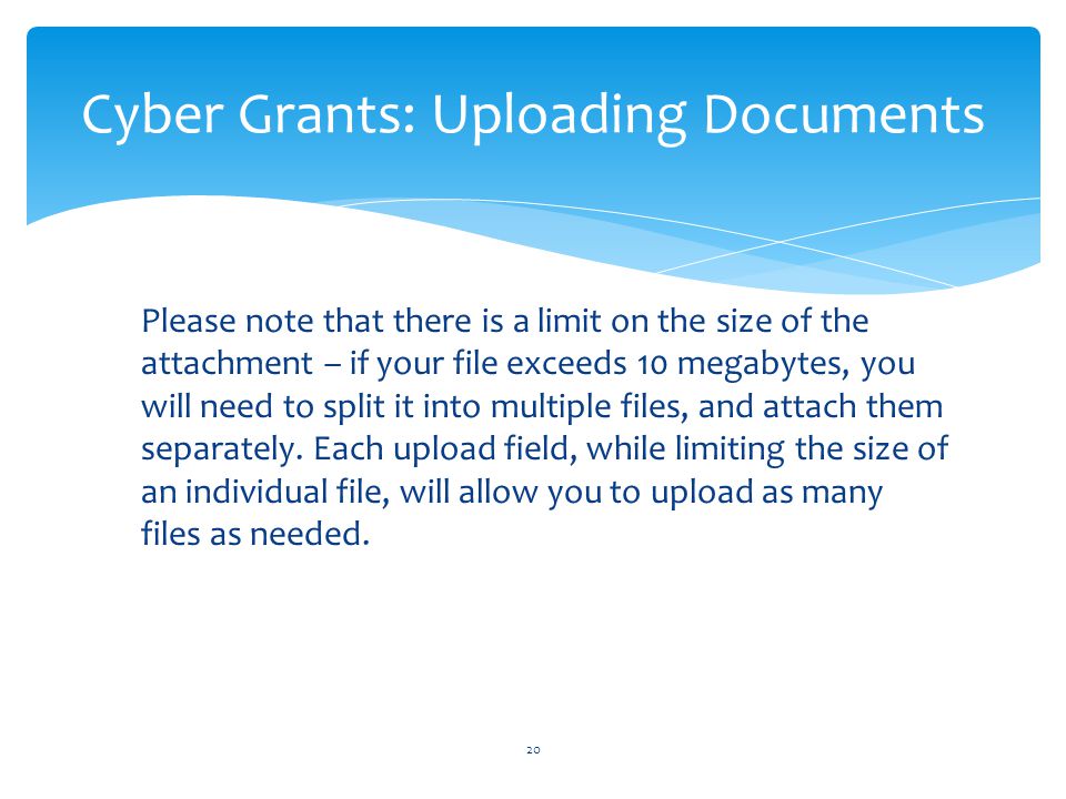 Cyber Grants: Uploading Documents