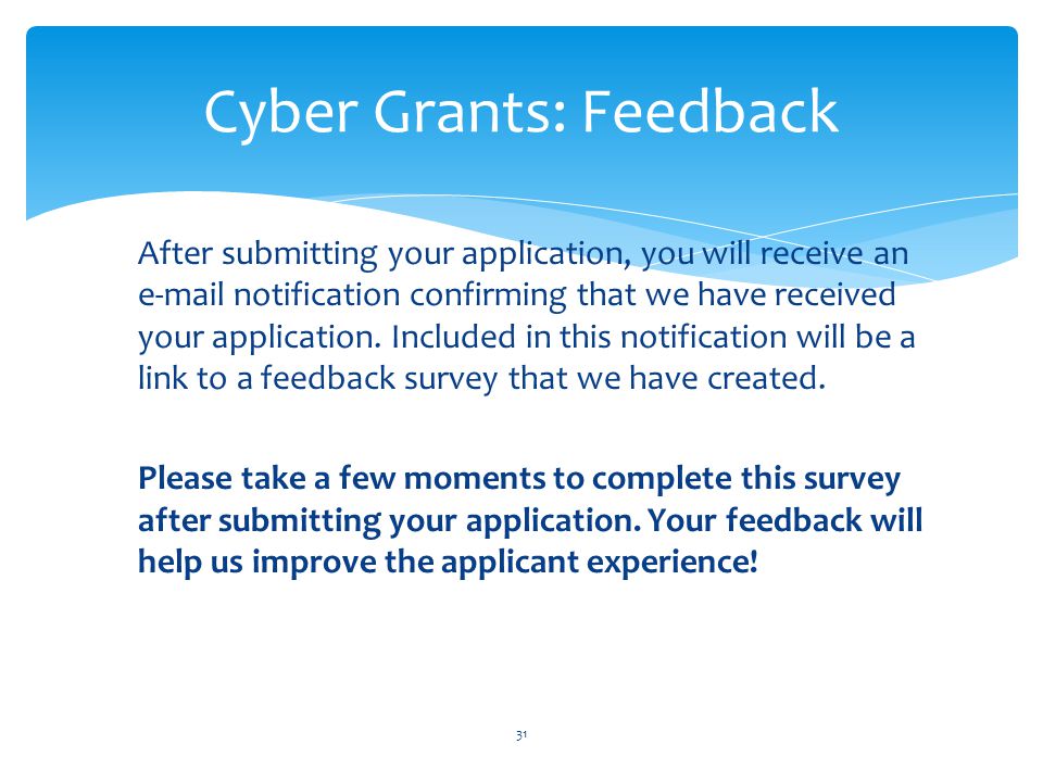 Cyber Grants: Feedback