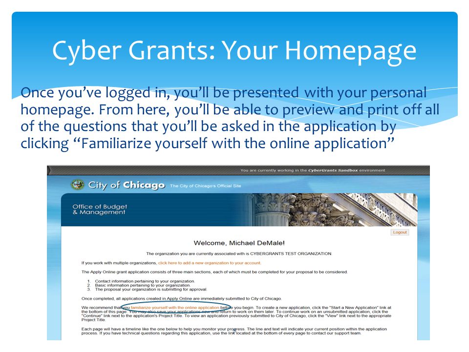 Cyber Grants: Your Homepage