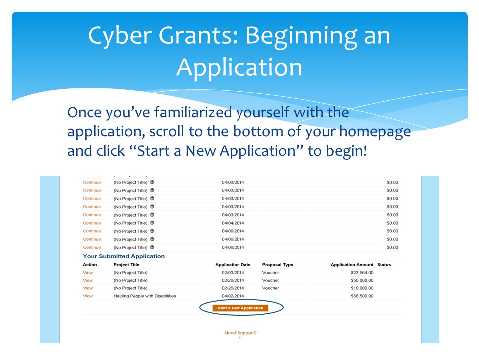 Cyber Grants: Beginning an Application