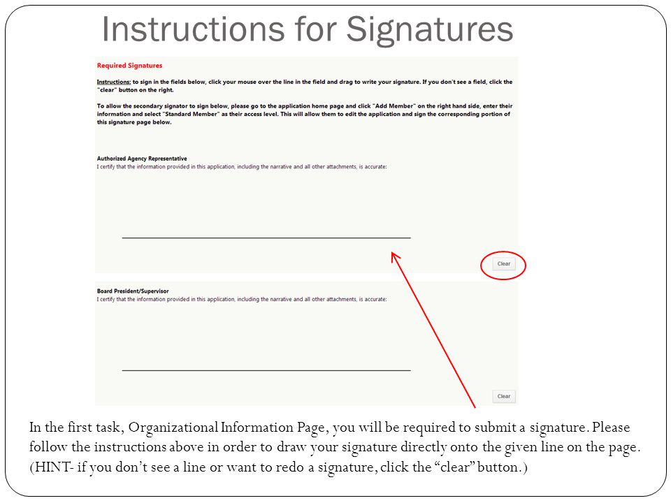 Instructions for Signatures