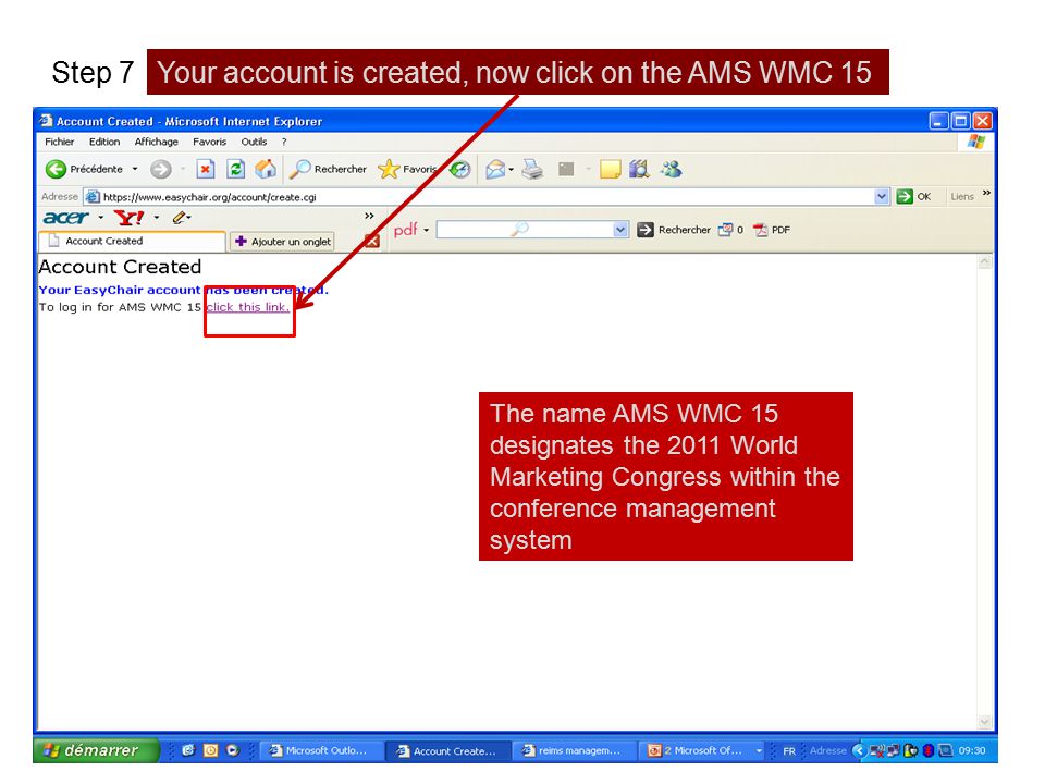 Your account is created, now click on the AMS WMC 15