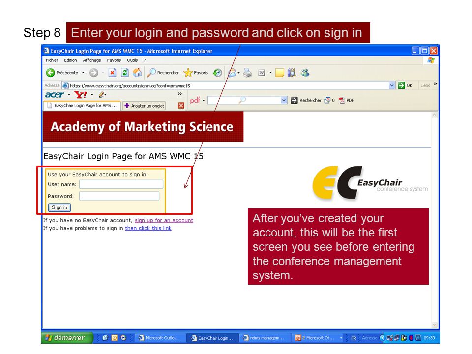 Enter your login and password and click on sign in