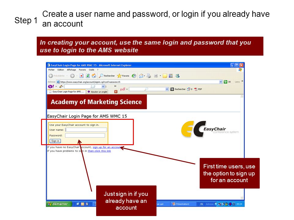 Create a user name and password, or login if you already have an account
