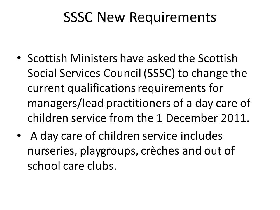 SSSC New Requirements