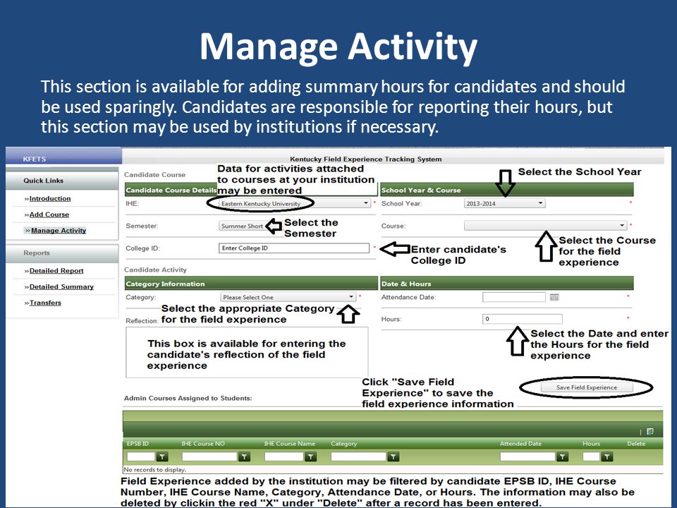 Manage Activity