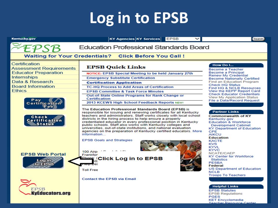 Log in to EPSB