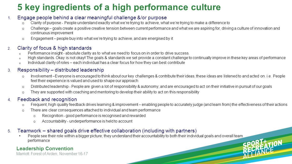 5 key ingredients of a high performance culture
