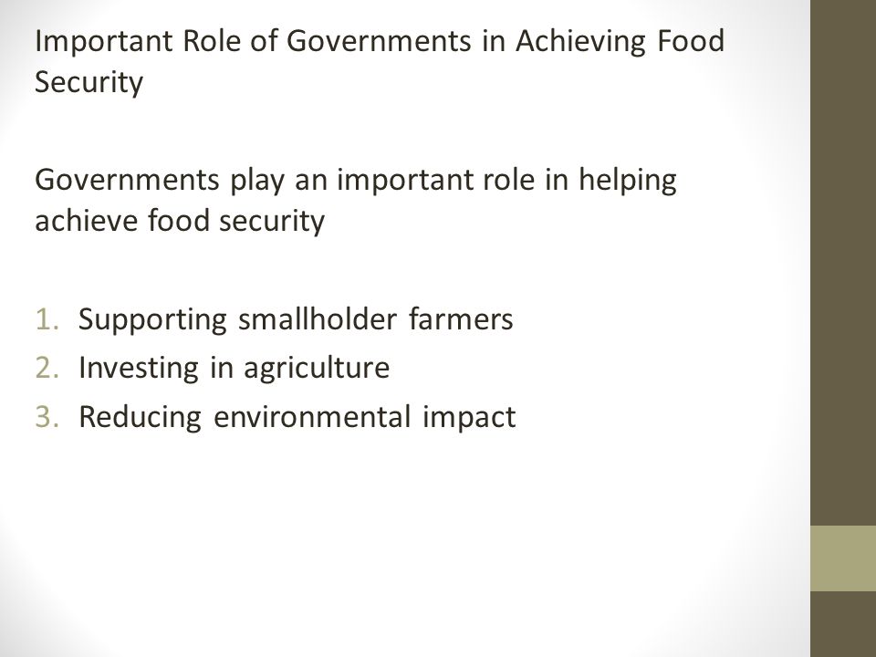 Important Role of Governments in Achieving Food Security