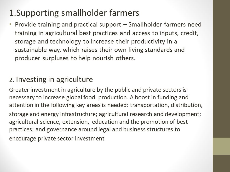 1.Supporting smallholder farmers