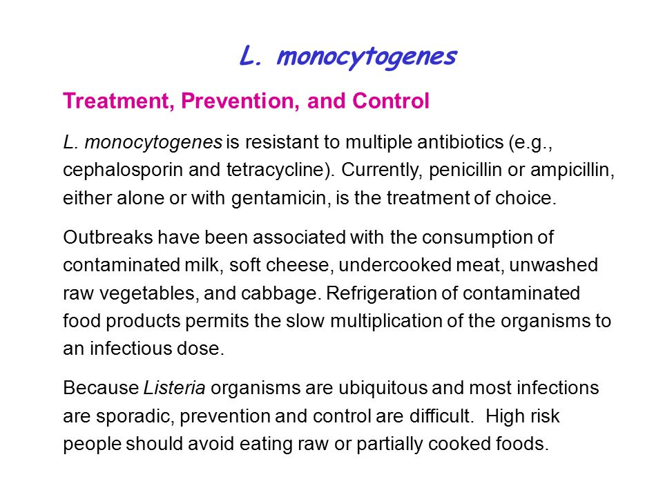 L. monocytogenes Treatment, Prevention, and Control