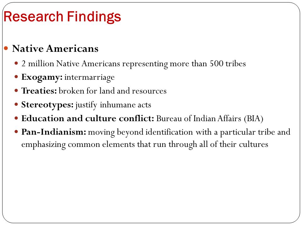 Research Findings Native Americans