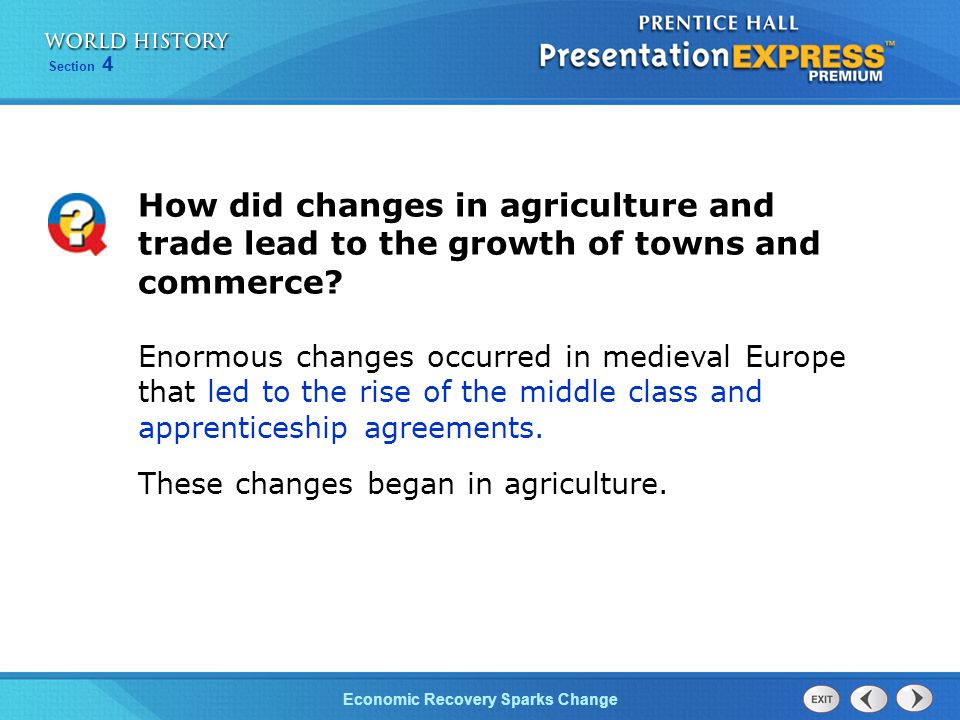 How did changes in agriculture and trade lead to the growth of towns and commerce