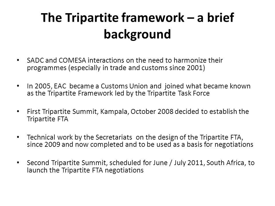 The Tripartite framework – a brief background