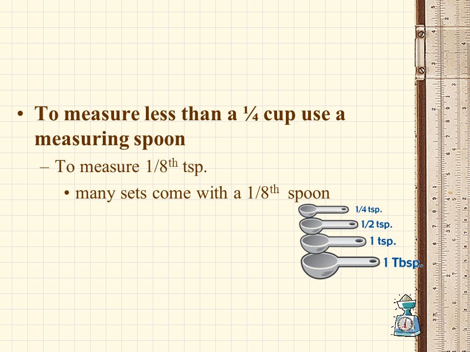 To measure less than a ¼ cup use a measuring spoon