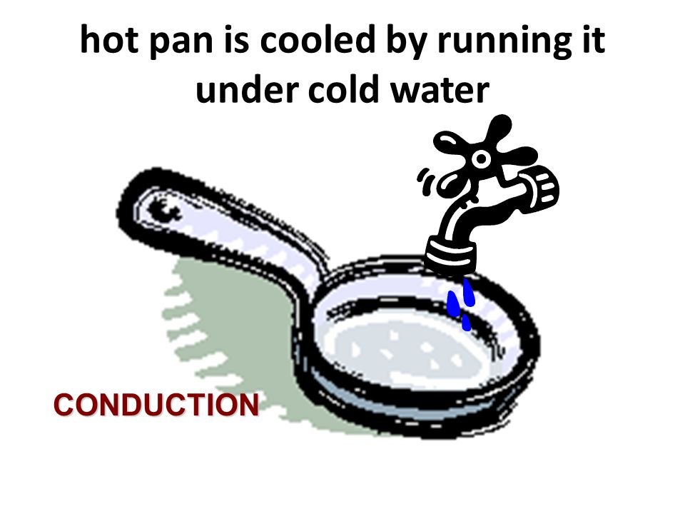 hot pan is cooled by running it under cold water
