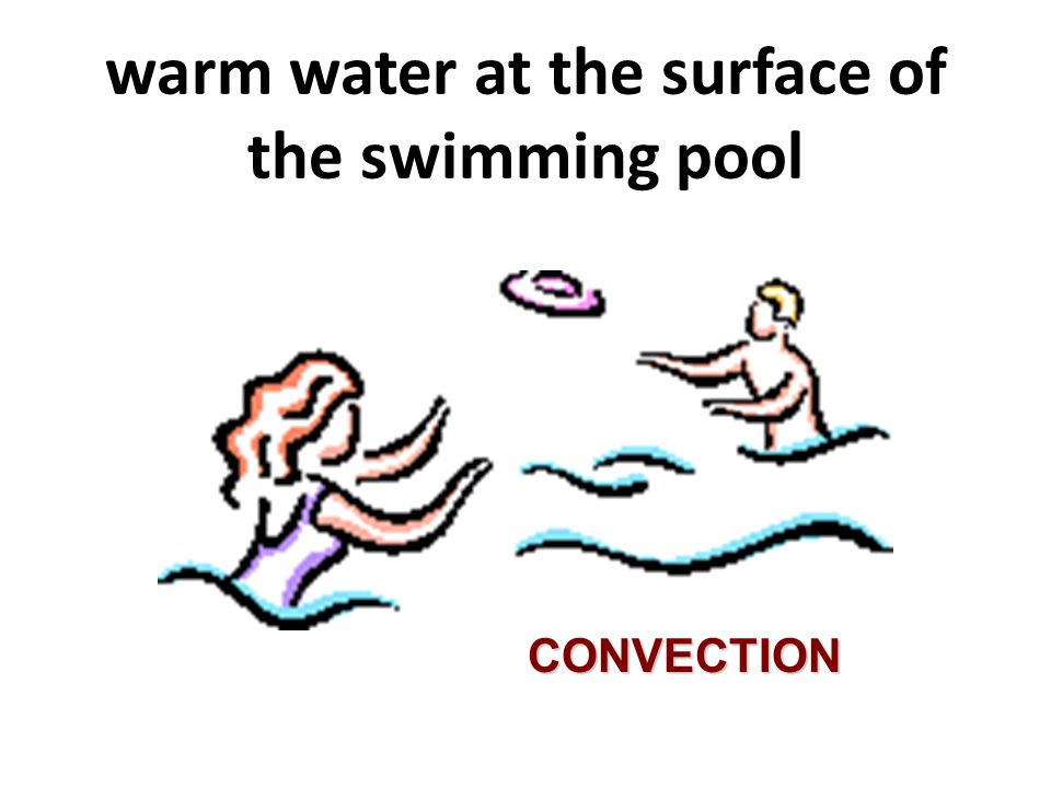 warm water at the surface of the swimming pool