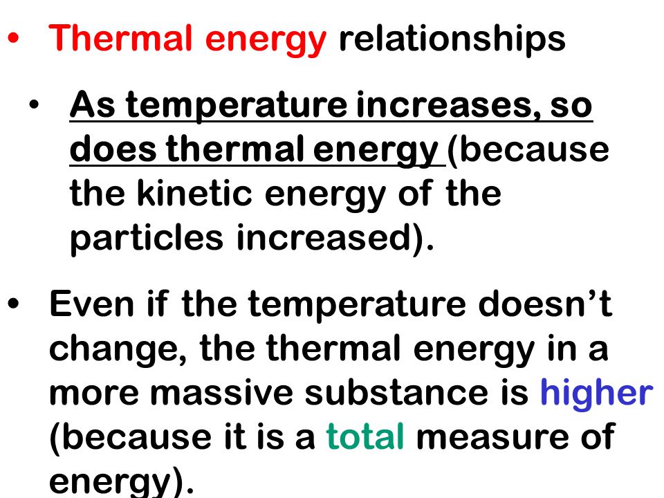 Thermal energy relationships