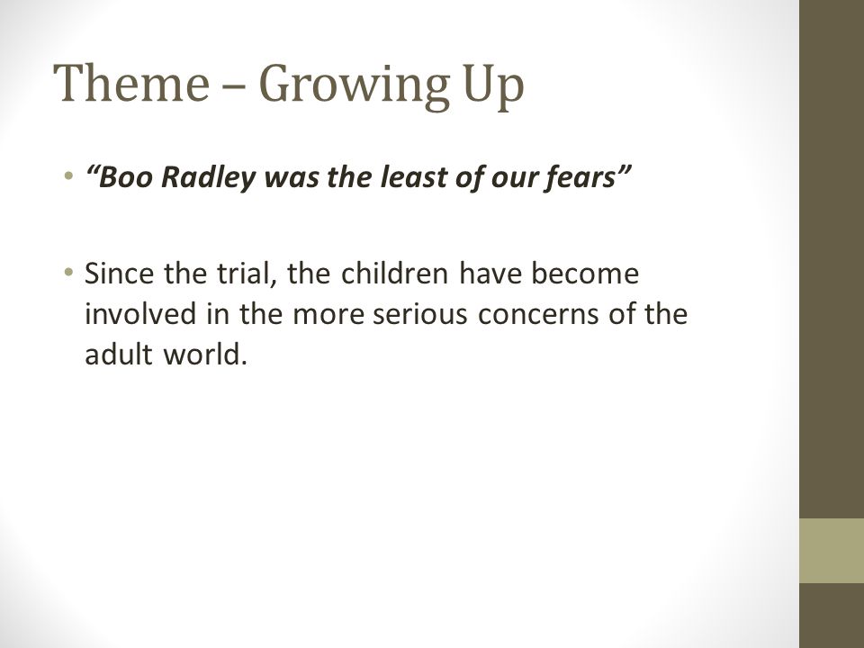 Theme – Growing Up Boo Radley was the least of our fears
