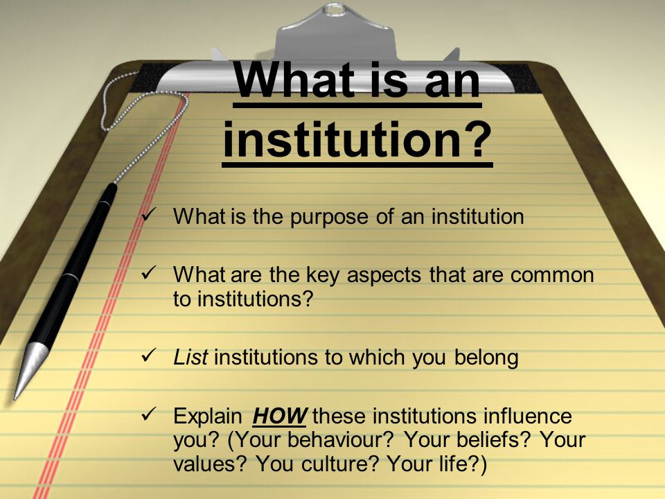 What is an institution What is the purpose of an institution