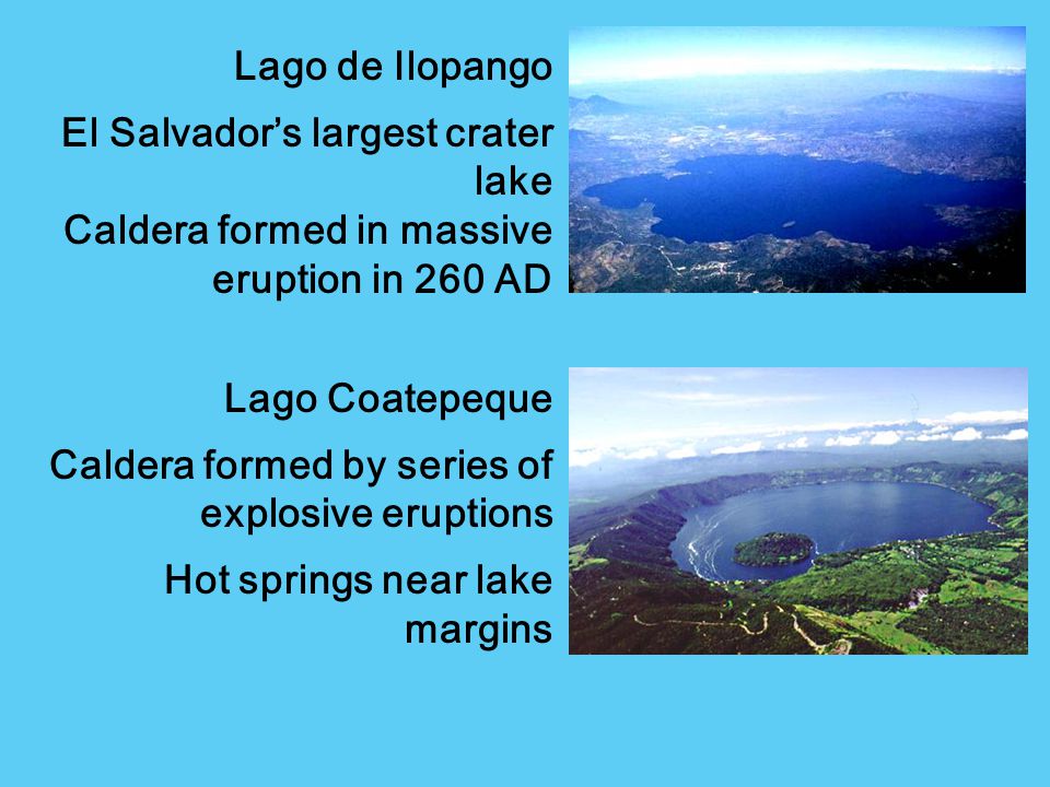Lago de Ilopango El Salvador’s largest crater lake. Caldera formed in massive eruption in 260 AD.