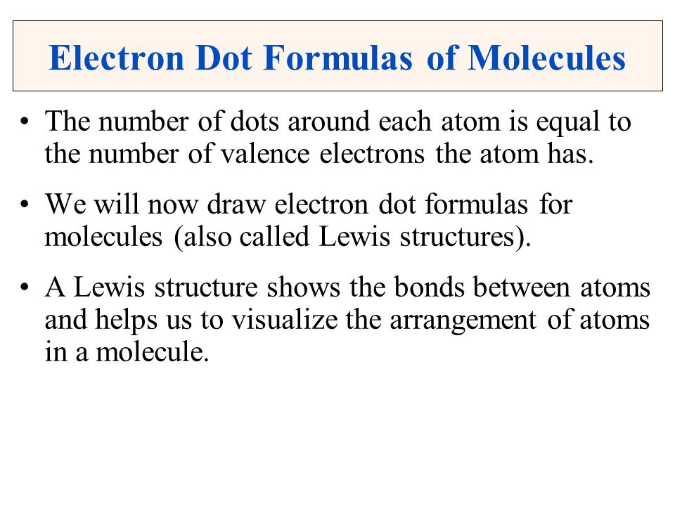 Electron Dot Formulas of Molecules