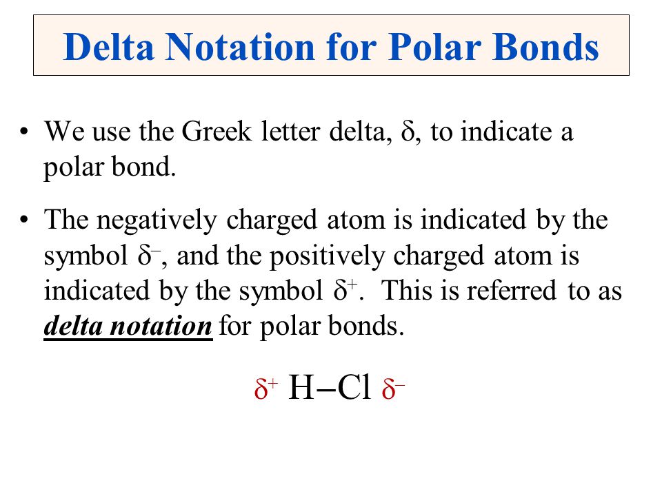 Delta Notation for Polar Bonds